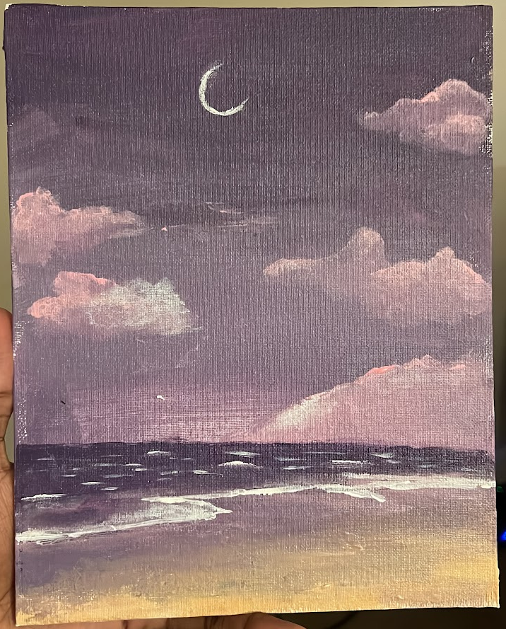 Painting: beach at moonlight
