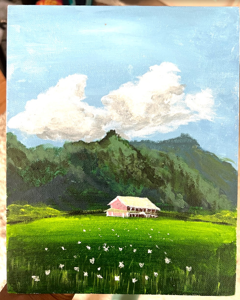 Painting: house in the mountains